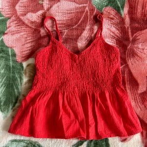 Red spaghetti strap flowy crop top